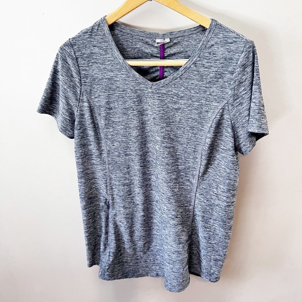 Duluth trading co. Women's Heather Gray Zip Pocket‎ Round Top Sz S